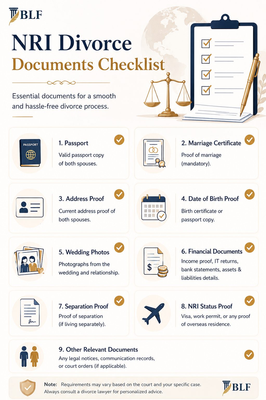 NRI Divorce Process in India: Complete Step-by-Step Guide (2026) 4 NRI Divorce Documents Checklist